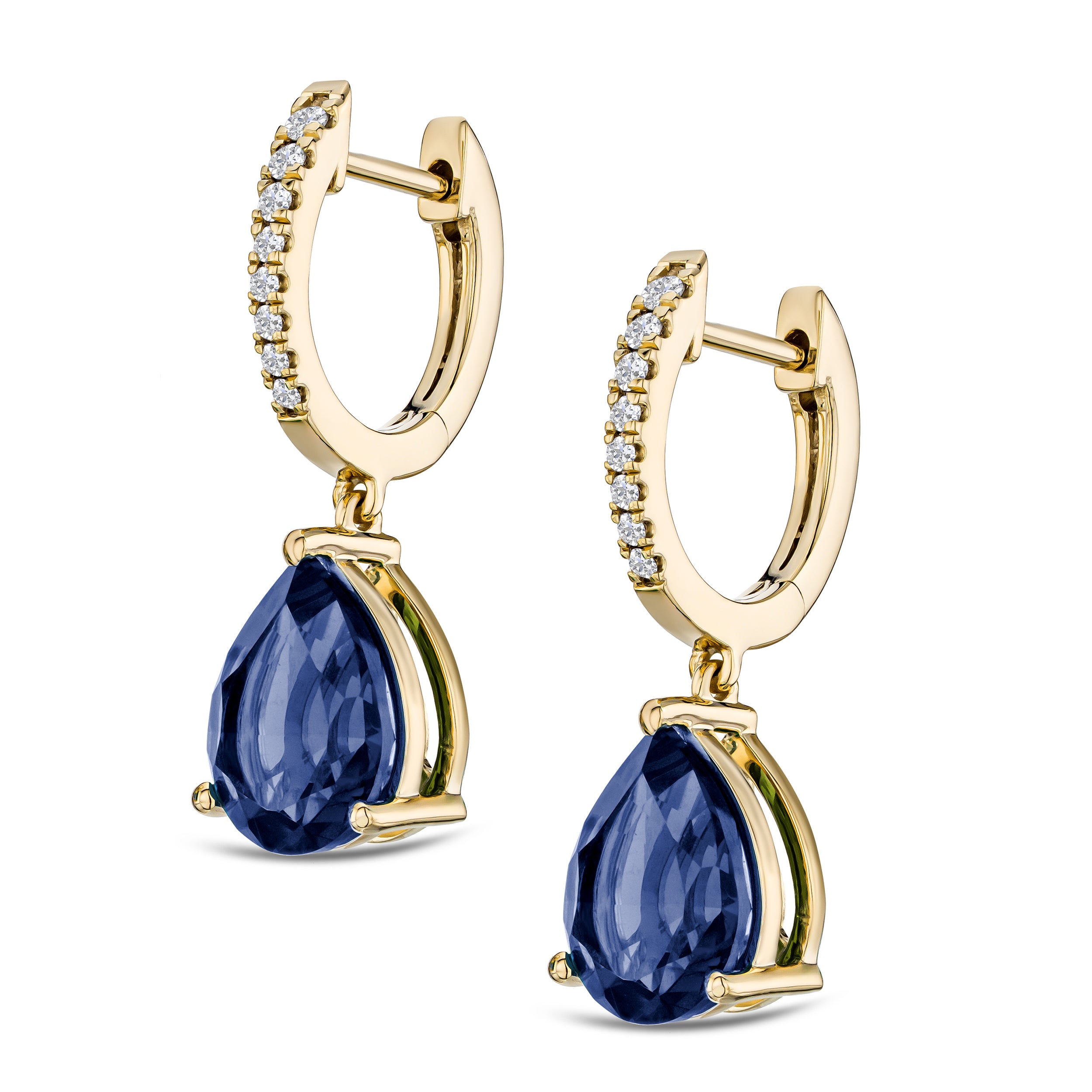 Astra 6.50ct Lab Sapphire and Diamond Drop Pear Cut Earrings in 18K Gold Vermeil